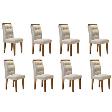 Imagem de Conjunto 8 Cadeiras Valentina Rufato Veludo Creme/Imbuia