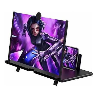 Imagem de APZNOE Amplificador de tela de telefone de 12 polegadas, amplificador de tela HD para smartphone 3D, suporte dobrável para telefone com ampliador de tela para filmes, vídeos, jogos,