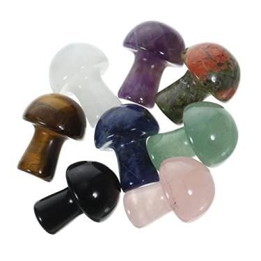 Imagem de Abaodam Estátua De Cogumelo De Cristal Decoração De Cogumelo De Quartzo Mini Potes Manual Decoração De Plantas Artesanato DIY 8Pcs
