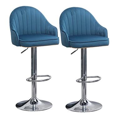 Imagem de Cadeiras de jantar cadeiras de sala de jantar elegantes bancos de bar giratórios ajustáveis conjunto de 2 cadeiras de bar de cozinha de veludo acolchoado grosso de veludo com encosto e apoio para os pés, bancos de bar de café da manhã com encosto alto para casa Kitc