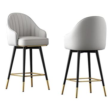 Imagem de Cadeiras de jantar cadeiras de sala de jantar banquetas de bar de metal conjunto de 2, banquetas de bar de couro PU de altura moderna com encosto e base preta para cozinha sala de jantar Tudo está bem