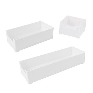 Imagem de Cabilock 3 Pçs Organizador De Talheres De Plástico Organizador De Armazenamento De Plástico Recipientes Para Viagem Escaninho De Armazenamento De Plástico Gavetas Empilháveis ​​Recipientes
