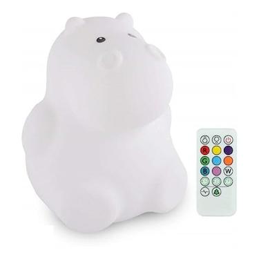 Imagem de Pet Light Hipopótamo - Abajur noturno infantil sem fio com controle remoto