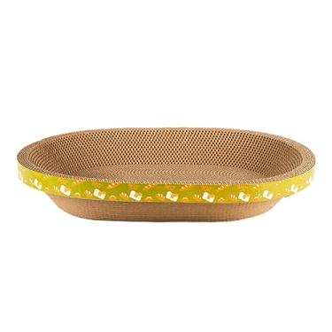 Imagem de Arranhador de gato Papelão Lounge Cama Espreguiçadeira Proteção de Móveis Sofá Oval Almofada de Arranhão Ondulada para Gatos Pequenos Médios Grandes, 58cm x 40cm x 9cm