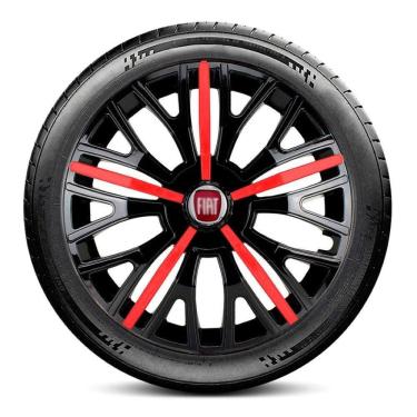 Imagem de Calota 4510 Fiat Aro 14 Preta Vermelha Triton Escolha carro