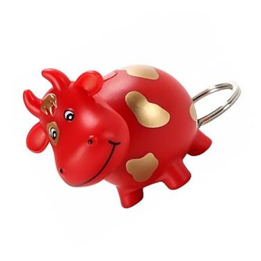 Imagem de ibasenice chaveiro vaca chaveiro novidade brinquedos de animais lâmpadas de led lampadas led Brinquedos infantis porta-chaves enfeite de boi Pingente de bolsa animal lanterna