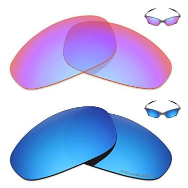 Imagem de Mryok+ 2 pares de lentes polarizadas de substituição para óculos de sol Oakley Juliet – Rosa cobalto/azul gelo