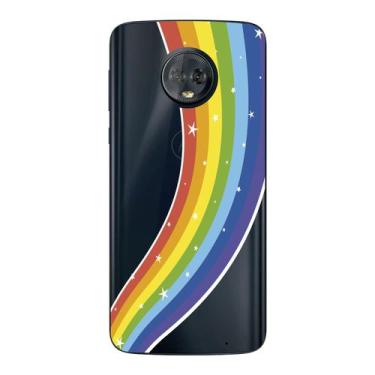 Imagem de Capa Case Capinha Samsung Galaxy Moto G6 Plus Arco Iris Estrelinhas -