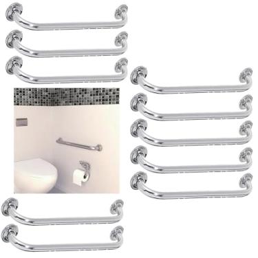 Imagem de Alça Apoio 60cm Barra Kit 10 Uni Suporte Banheiro Idoso Gestante Criança Acessibilidade Anti Queda Acidente Segurança