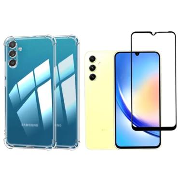 Imagem de Kit Capinha Capa Antiqueda Compatível com Samsung Galaxy A34 5G + Película Frontal 3D Vidro