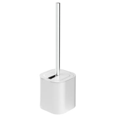 Imagem de OU Porta Escova Sanitária Dual Branco - Prata esterlina Aço inoxidável Suporte