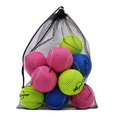 Imagem de Magicorange Bolas de tênis, pacote com 12 bolas de treinamento de tênis, bolas de brincar de cachorro de estimação, vêm com bolsa de malha para transporte fácil, boa para bola de treinamento iniciante