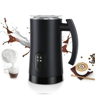 Imagem de XCPHGFM Batedor de leite destacável 11,84 onças/350 ml Batedor de leite elétrico e vaporizador com controle de toque 400 W 4 em 1 fabricante de espuma quente/fria para cappuccinos com leite e chocola