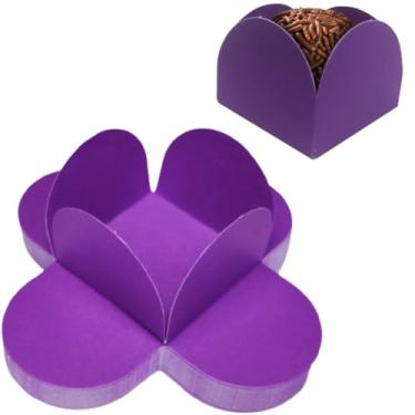 Imagem de Forminhas 4 Pétalas Para Doces Finos Brigadeiros Festas Aniversários Casamentos Chás de Bebê N7 17 Cores (200, Roxo)