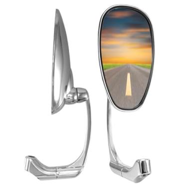 Imagem de Espelhos retrovisores de guidão cromado para motocicleta - espelhos retrovisores laterais de guidão de alumínio resistente para motocicletas e bicicletas elétricas