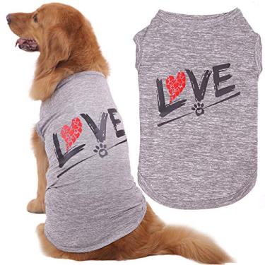 Imagem de CAISANG Camisetas para cães Love Puppy camiseta Mommy moletom/roupas para animais de estimação sem mangas colete roupas para cães camisetas femininas gola redonda, roupa legal para cães pequenos, médios e grandes roupas esportivas (Pet 4GG)