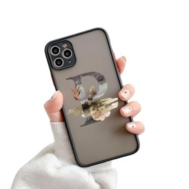 Imagem de Capa de telefone com letra inicial para iPhone X XR XS 13 12 11 14 Pro Max 7 8 Plus SE2 Retro Flower Gold AB 26 letras Capa à prova de choque, P, para iphone12 pro