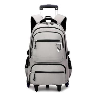 Imagem de Mochila com rodas rolantes leve e impermeável meninos meninas estudantes destacável carrinho escolar saco escolar