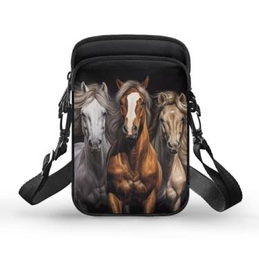 Imagem de BYCHECAR Bolsa tiracolo esportiva de viagem casual para crianças e adolescentes, Cavalo, One Size