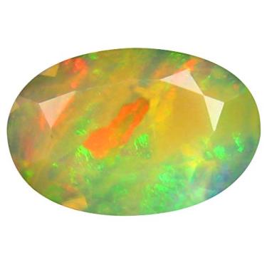Imagem de 1,24 ct AAA A+ qualidade pedra preciosa corte oval (11 x 7 mm) opala arco-íris etíope não aquecida genuína e extraída da terra pedra preciosa solta