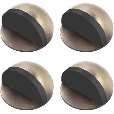 Imagem de Batente de porta, 4 peças de batente de porta de piso de aço inoxidável, piso oval montado com parafusos e almofadas autoadesivas - amortecedor de borracha com amortecimento de som, durável