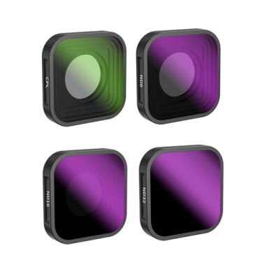 Imagem de Pacote com 4 filtros de lente ND8 ND16 ND32 CPL compatível com GoPro Hero12/Hero11/Hero10/Hero 9 preto, kit protetor de filtro de lente polarizadora e densidade neutra para GoPro 12/11/10/9 acessórios