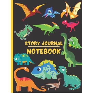 Imagem de My Dinosaur Story Journal Notebook: Cute Jurassic Themed Primary Grade Story Book For Kids| Create You Own Story With Drawings | Dotted Middle Lines With Space To Draw Illustration