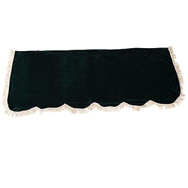 Imagem de Capa meio coberta à prova de poeira para piano, capa protetora de piano grande de 88 teclas, flanela, pano decorativo com borda fina de folho (Dark Green)