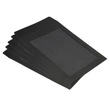 Imagem de YOKIVE Pacote com 10 envelopes de janela de rosto inteiro, janela lateral única transparente A5 | Carta de foto de documento de correspondência, ótimo para escritório comercial (preto)