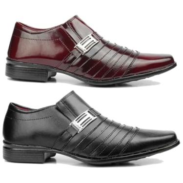 Imagem de kit 2 pares Sapato social masculino (preto/vinho, BR, Adulto, Numérico, 41)