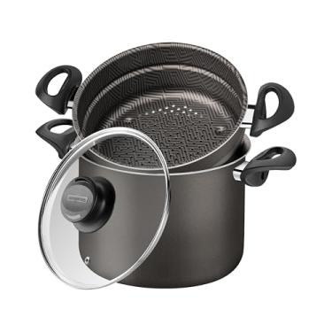 Imagem de Jogo 4 Funções Tramontina Paris em Alumínio com Revestimento Interno e Externo em Antiaderente Starflon Max Chumbo com Tampa de Vidro