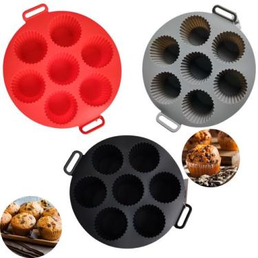 Imagem de 3 Forma De Silicone Fritadeira Airfryer Mini Bolo Microondas - Unyhome