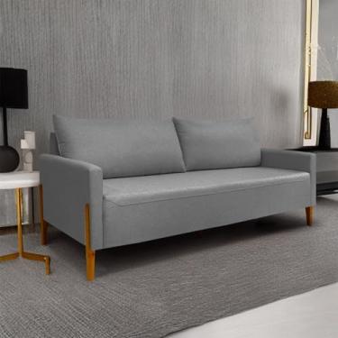 Imagem de Sofá Elegance 2 Lugares 1,40m Linho Cinza Escuro Clean Moderno Recepção Consultório