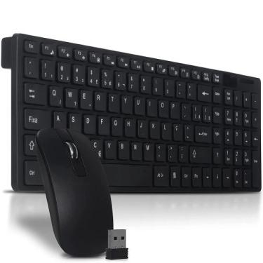 Imagem de Kit Teclado e Mouse Sem Fio Usb Wireless 2.4ghz Multimídia Abnt2 Pc No