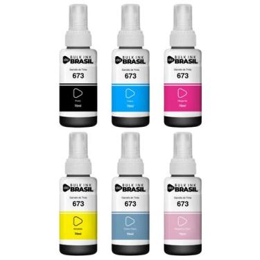 Imagem de 06 Refil de Tintas T673 Compatível Epson L850 Preto, ciano, magenta, a