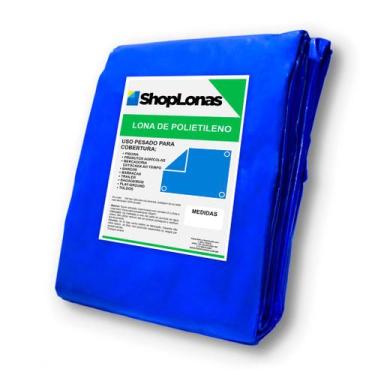 Imagem de Lona Polietileno Azul 10x5 Qualidade Impermeável 300 micras - Shoplona