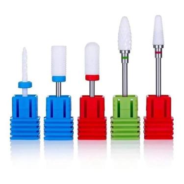 Imagem de Kit 5 Broca Profissional  de Cerâmica Lixa Unha Gel Fibra Manicure - S