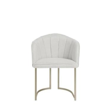 Imagem de Cadeira Beverly - Champanhe c/ Linho Mescla Cru - Homedock