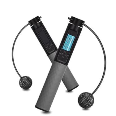 Imagem de Maogear Corda de saltar digital para fitness, corda de pular sem corda e com fio duplo alternável, corda de pular para exercícios ajustável para homens, mulheres, crianças, meninas (cinza preto)