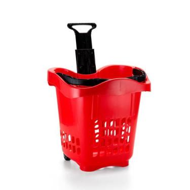 Imagem de KIT 4 Cestas de Compras Cestinhas Mercado Com Rodas Rodinhas Lofity 30