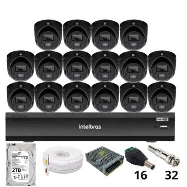 Imagem de Kit 16 Câmeras Intelbras 3220d Mini Black Com Áudio Dvr Intelbras Imhd