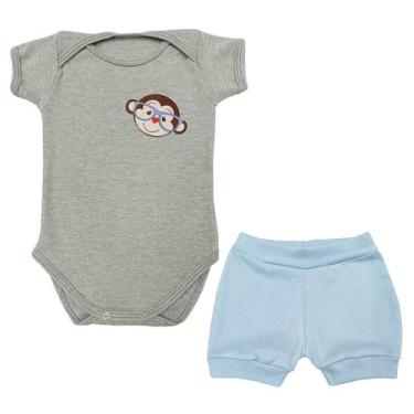 Imagem de Conjunto Body Bebê Manga Curta Macaco de Óculos + Shorts - Generic, P,