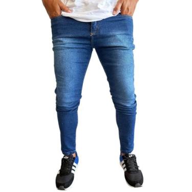 Imagem de calça jeans c/elastano skinny masculina rasgadas destroyed a pronta en