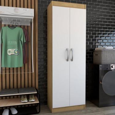 Imagem de Armário Multiuso França 2 Portas 4 Prateleiras Off White/Nogueira - Pa