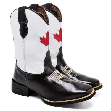Imagem de Bota Texana Masculina Couro Bordado Canadá Moderna Estilo - Fakcini, M