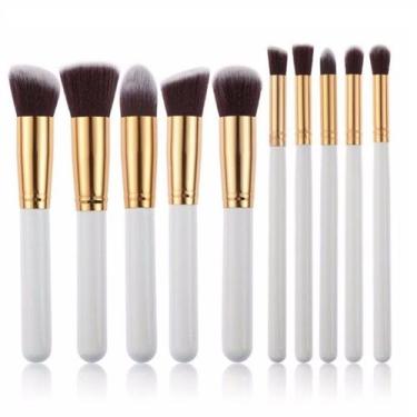 Imagem de Kit Kabuki 10 Pinceis Maquiagem Branco Sombra Base - Shoop Web