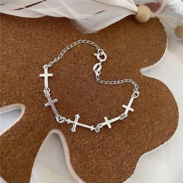 Imagem de Pulseira prata 925 cinco cruzes - RICCHEZZA PRATA, PRATA, TAM. ÚNICO