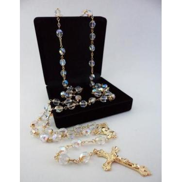 Imagem de Terço cristal tcheco jablonex furta cor 8mm - folh. ouro - armazem