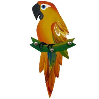 Imagem de Porta Chaves Artesanal De Arara Pequeno MDF Pintado Guarda Chaves - At