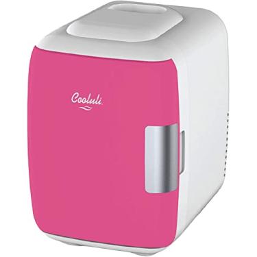 Imagem de Cooluli Mini geladeira Skincare para o quarto - carro, escritório e dormitório - Portátil 4L/6 pode elétrico plug in cooler e aquecedor para comida, bebidas, beleza e maquiagem, 12v AC/DC e USB exclusivo, fúcsia